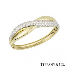 TIffany & Co. 18k Yellow Gold Diamond Set Bangle